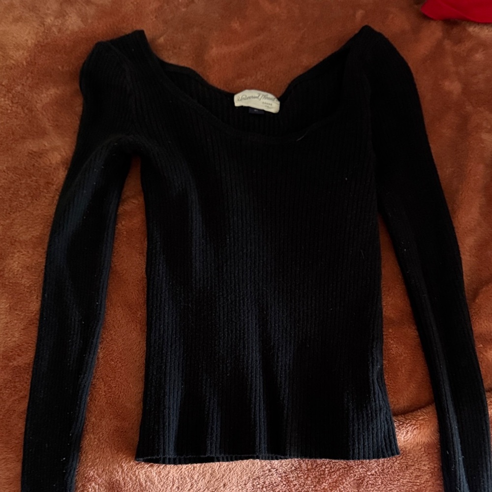 Universal Thread Black Ribbed Top